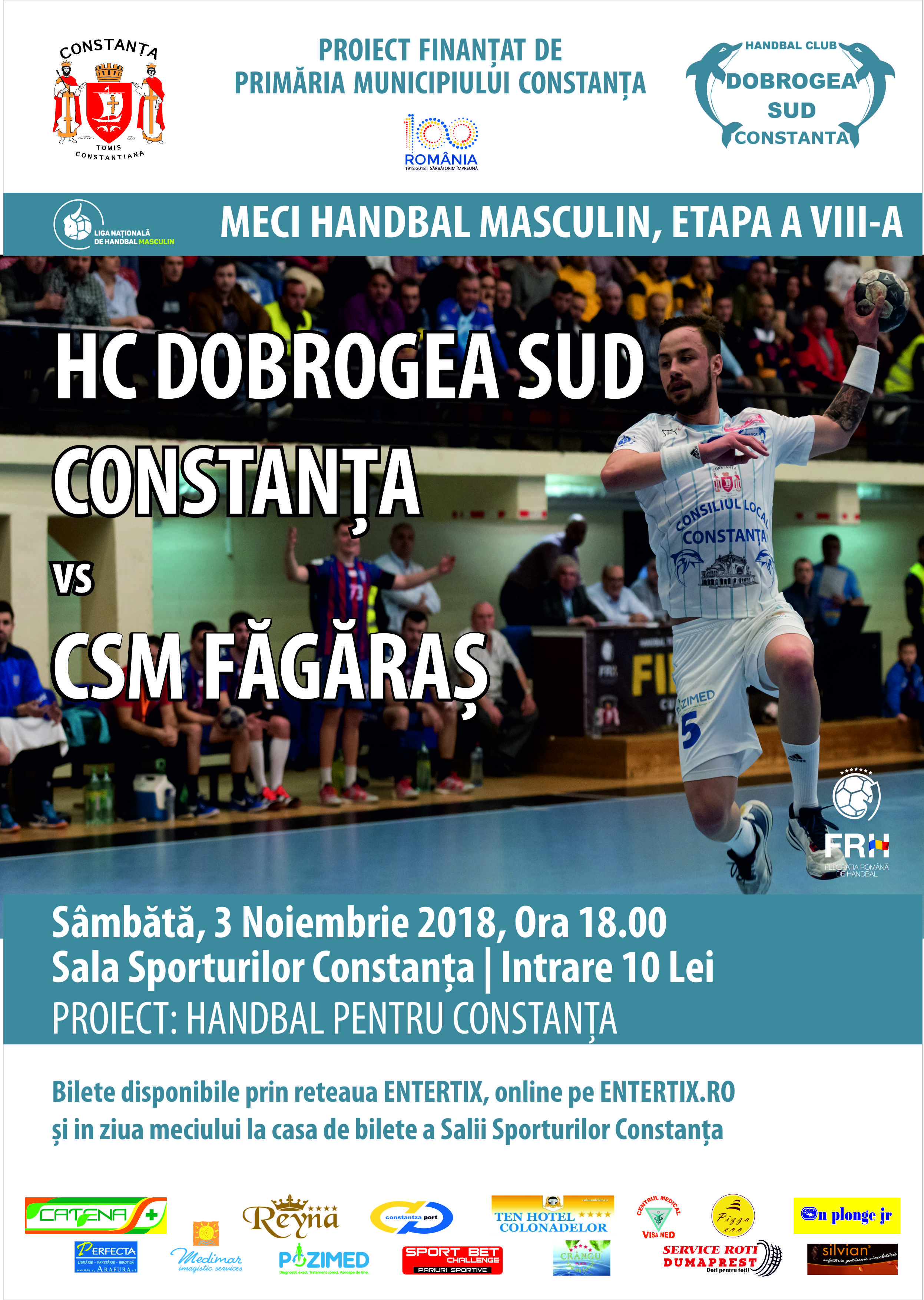 afiș HC Dobrogea Sud Constanța vs. CSM Făgăraș 03.11.2018