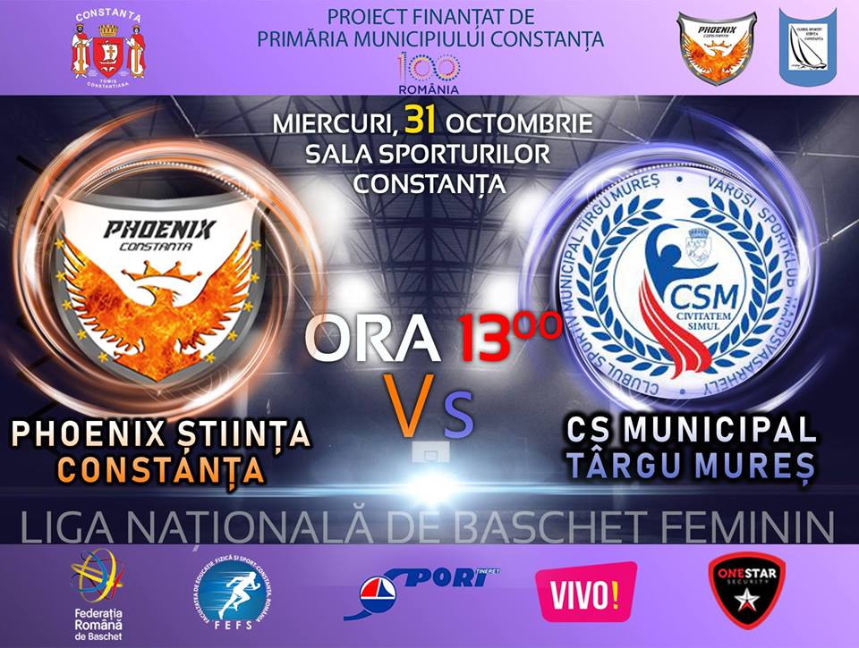 afiș Phoenix Știința Constanta vs. Cs Municipal Târgu Mureș 31.10.2018