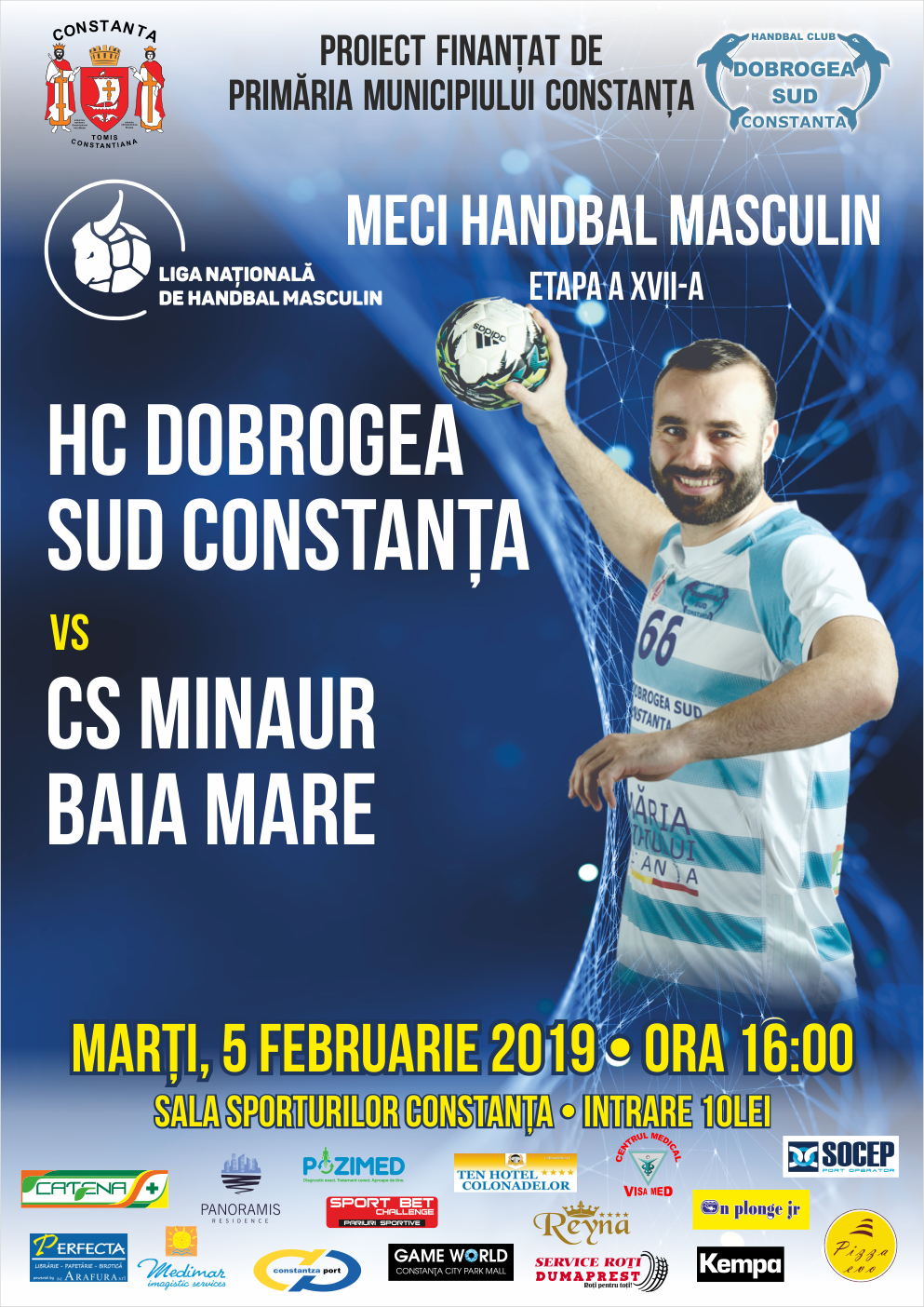 afis HC Dobrogea Sud Constanta vs. CS Minaur Baia Mare 05.02.2019