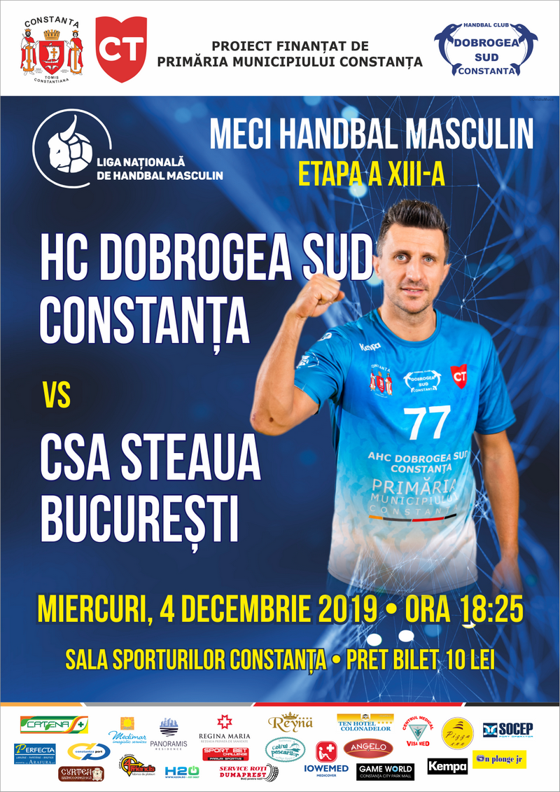 afis HC Dobrogea Sud Constanta vs CSA Steaua Bucuresti 04.12.2019 site