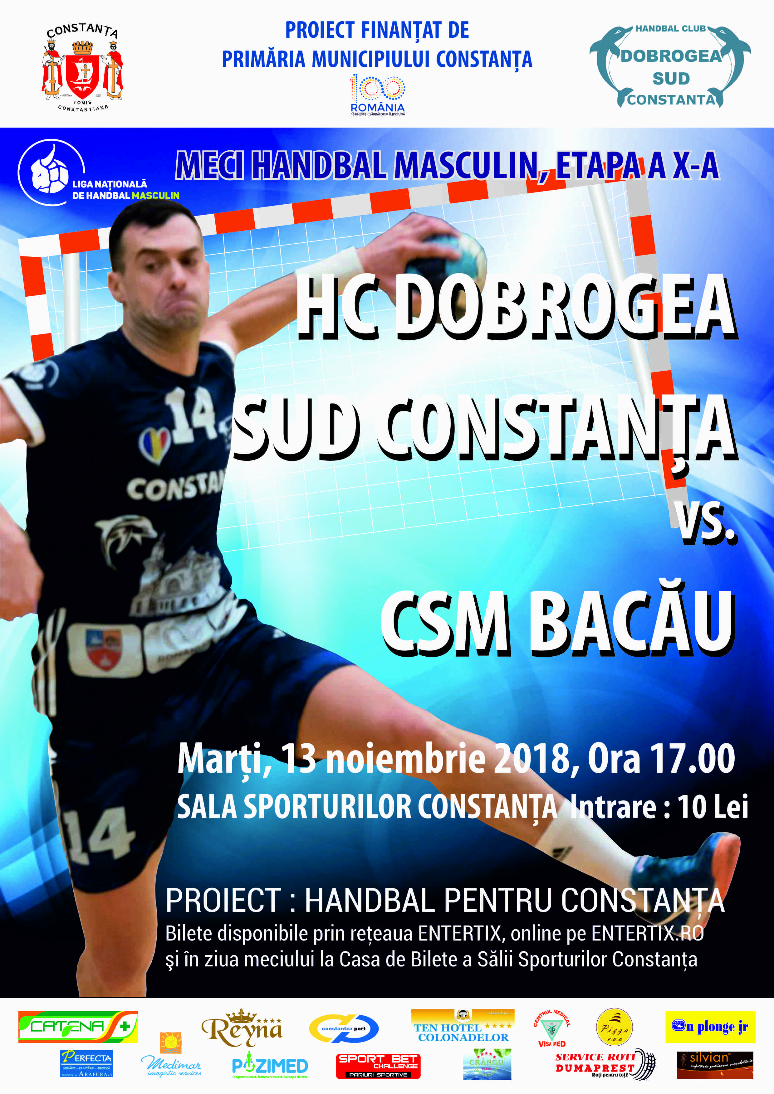 afis HC Dobrogea Sud vs. CSM Bacau 13.11.2018