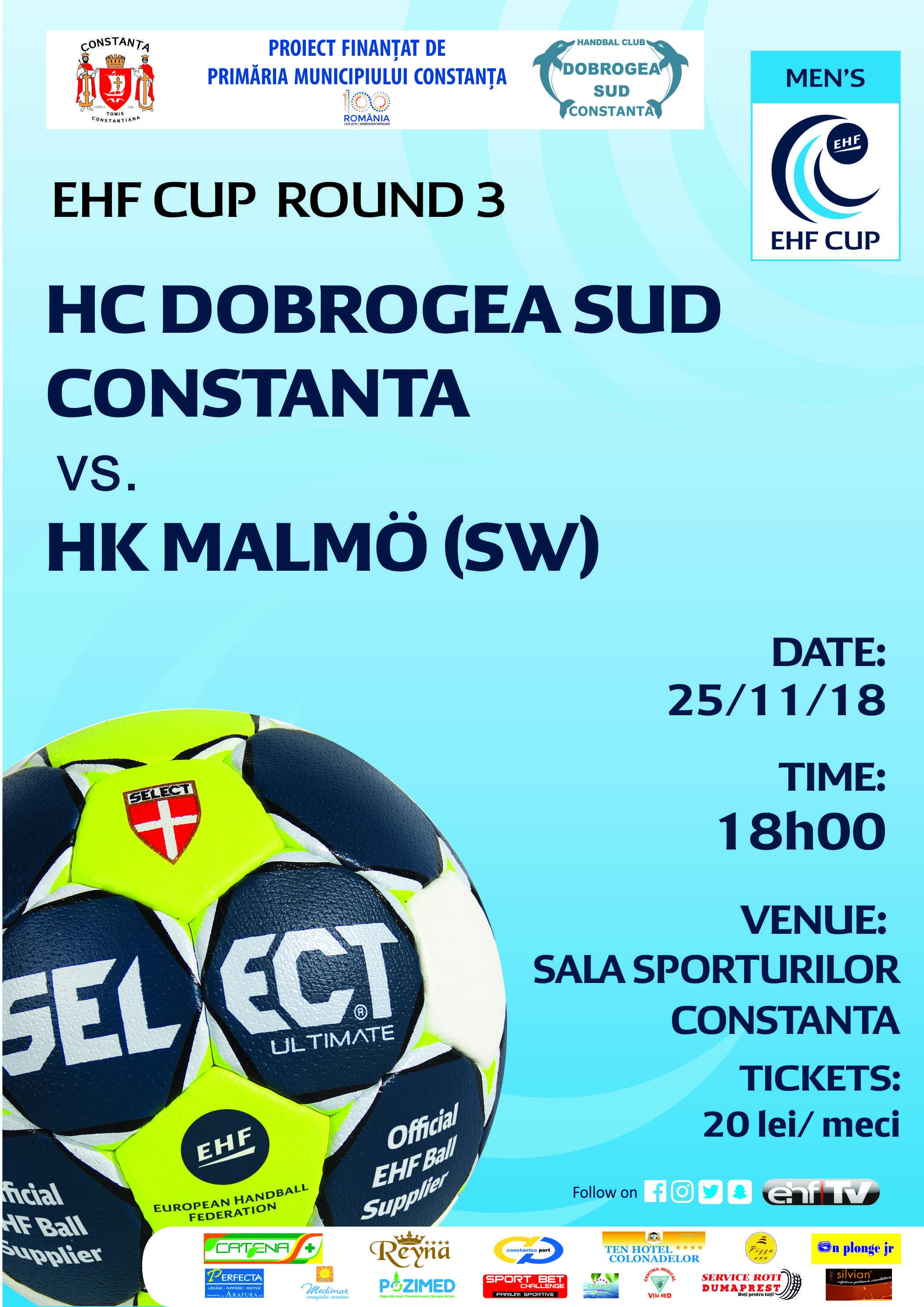 afis HC Dobrogea Sud vs HK Malmo(SW) 25 .11.2018