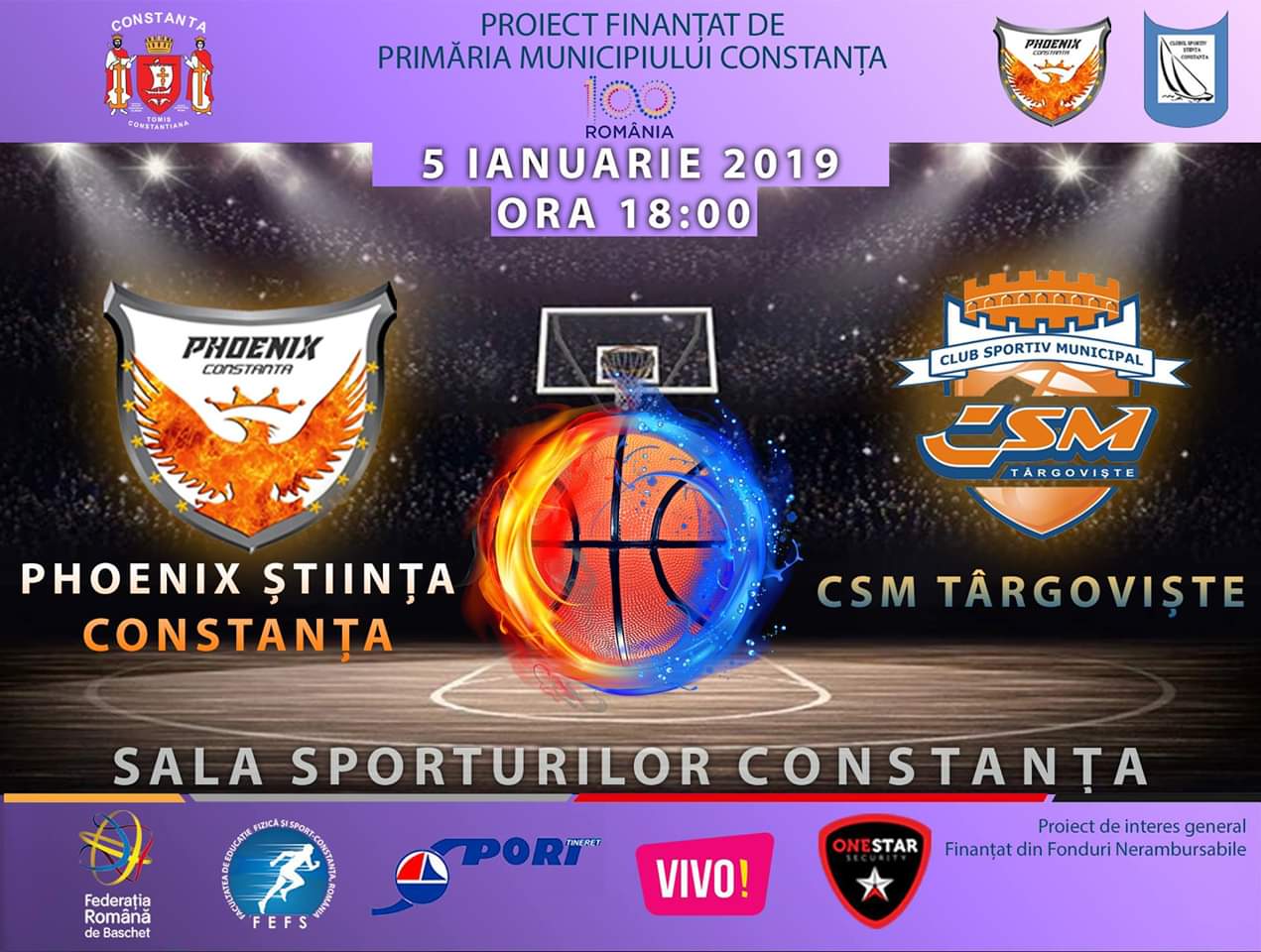 afis Phoenix Stiinta Constanta vs CSM Targoviste 05.01.2019